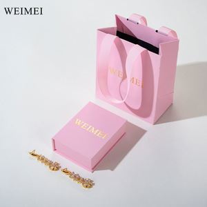 Pink Recyclable <b>Book</b> Shape Jewelry <b>Box</b> Set with Paper Bag for Ring Bracelet Earring and Necklace Packaging - Product Image 4