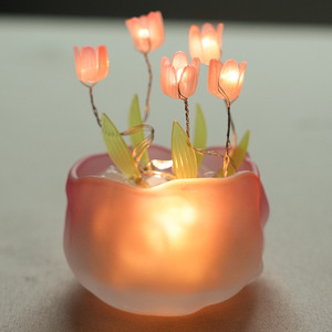 Tulipán hecho a mano luz nocturna película termorretráctil DIY Material adorno de noche decoración del hogar regalo exquisito para madre novia - Product Image 5