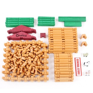 Ensemble de 170 pièces de construction en bois Ferme et Magasin Cabane en rondins - Jouet éducatif créatif pour enfants pour un jeu polyvalent - Product Image 3