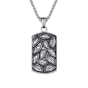 Collier œil de Dieu rétro unique pour homme, style punk de niche, pendentif œil de démon sombre en acier titane, personnalisable. - Product Image 1