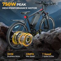 Vélo électrique tout-terrain EU Warehouse BK900 avec application intelligente pour adultes, batterie 9Ah, moteur brushless 350W 500W, EBIKE de montagne