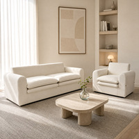 Ensemble de canapés inclinables en tissu style crème nordique pour salon, canapé moderne minimaliste en forme de nuage, style Wabi-Sabi