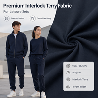 Tela de Algodón y Elastano de 260 g/m², Tela de Poliéster y Algodón, Tela de Rizo, Tela Elástica para Conjuntos Casuales y Ropa de Descanso