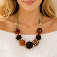 Collier ras du cou audacieux en résine ambrée, perles épaisses multi-textures, grand collier à perles pour femme, bijoux bohèmes, vente en gros