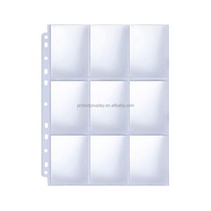 Trading Card Sleeve Pages, 100 Pack 9 Pocket Trading Card Storage Album Pages 11 Holes Fit 3 Ring Binder