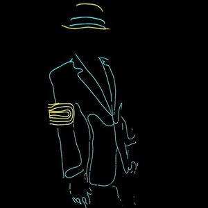 Conjunto de Disfraz de Baile Unisex de Poliéster/Rayón con Estampado Fluorescente Luminoso MJ Blanco de Alta Visibilidad, Sombrero Fedora para Actuaciones en Escenario - Product Image 2
