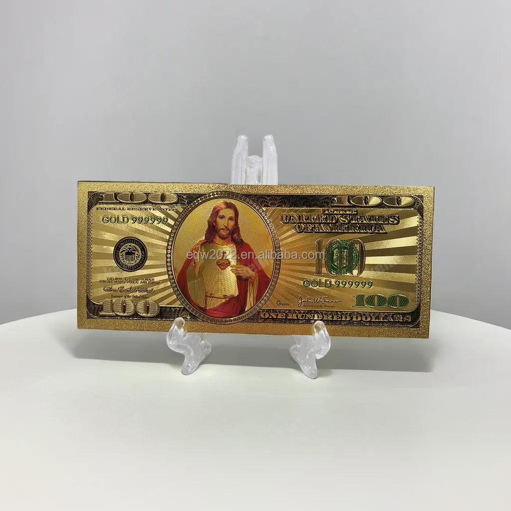 Fast Delivery Metal Religious Jesus 100 USD Dollar 24k Full Gold Foil Plated Banknote