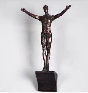 Patung ukuran hidup patung seni dinding pria Climbing kustom Resin serat kaca logam dekorasi rumah plastik patung Model teknik Casting - Product Image 1