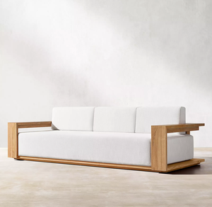 Sofá de ocio para Villa de alta calidad, <span class=keywords><strong>terraza</strong></span> de Hotel de lujo, sofá moderno de madera de teca, sofás de jardín baratos para exteriores - Product Image 1