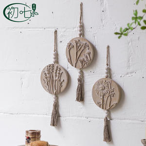 Decoraciones Colgantes de Pared Estilo Bohemio, Adornos Circulares Florales de Madera para la Entrada del Hogar - Product Image 5