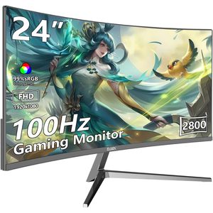 Djiex จอภาพสำหรับเล่นเกม FHD โค้งขนาด24นิ้วความละเอียด1920x1080P 100Hz อัตราการรีเฟรชสัดส่วนภาพ16:9ตามหลักสรีรศาสตร์จอภาพที่บ้านเอียง - Product Image 1