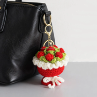 Vente en gros d'usine : Porte-clés en peluche au crochet Amigurumi, bouquet de roses, mini roses et tournesols faits main, breloques de sac Amigurumi