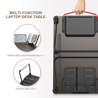 SAIJI Vente en gros Bureau d'ordinateur portable classique pliable multifonction avec support de lecture, taille plus, en teck noir, table d'ordinateur portable pour enfants, étude