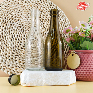 <strong>Mini</strong> 200ml Clear Amber Glass Wine <strong>Bottles</strong> for Red Wine Tequila Brandy Serving Cork Sealing Screen Printing for <strong>Champagne</strong> Serving - Product Image 1