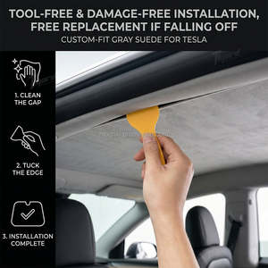 Pare-soleil électrostatique en stock UE pour Tesla Model 3 Highland, pare-soleil en Alcantara pour toit vitré, isolation UV et thermique - Product Image 4