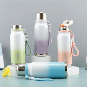 Fashion Stainless Steel Insulated <b>Water</b> <b>Bottle</b> 304 Gradient Color With Strap For Travel Students Kids - Product Image 1