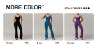 NOUVELLE ARRIVÉE Combinaison moulante sexy à logo personnalisé, très élastique, pantalon long évasé, sans manches, pour le yoga et l'entraînement, pour femmes