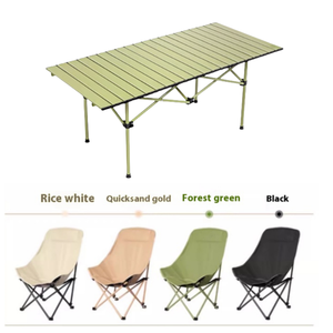 Conjunto de Mesa y Sillas Plegables de Metal para Exteriores, Moderno y Portátil, Tipo Rollo de Huevo, para Hogar, Jardín, Camping, Barbacoa - Product Image 1