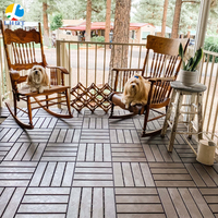 Matière plastique Style design européen Fonction antidérapante Carreaux de sol Type 12 lamelles Carrelage de terrasse à emboîtement-Noir