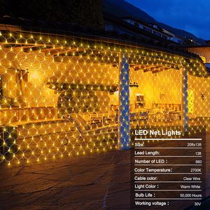 Luci a Rete LED 20Ft <span class=keywords><strong>X</strong></span> 13Ft - Controllo Remoto, Timer, Effetto Scintillante, IP54 Impermeabile, Bianco Caldo per Decorazioni Natalizie e Matrimoni (31V) - Product Image 2