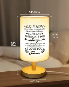 Lampe moderne en bois et tissu avec LED électriques - Cadeau <span class=keywords><strong>pour</strong></span> la fête des mères et <span class=keywords><strong>anniversaire</strong></span> <span class=keywords><strong>pour</strong></span> <span class=keywords><strong>maman</strong></span>, décoration de chambre à coucher - Product Image 3