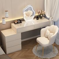Table de toilette de luxe moderne avec miroir LED et tiroir pour chambre à coucher, salon, hôtel ou salle à manger