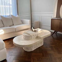 Meubles en marbre naturel de style nordique de luxe sur mesure, table basse moderne, table à thé en travertin de luxe pour salon