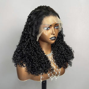 SDD vente en gros 13x4 perruques dentelle avant Pixie bouclés 300% densité perruques frontales de cheveux humains - Product Image 3