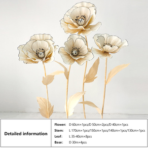 Fiori <span class=keywords><strong>di</strong></span> <span class=keywords><strong>Carta</strong></span> Personalizzati, Papaveri Artificiali Giganti Fatti a Mano 60cm per Decorazioni <span class=keywords><strong>di</strong></span> Matrimoni e Vetrine - Product Image 4