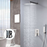 Ensemble de douche encastré en laiton avec mitigeur chaud/froid, finition chromée, pour hôtels, avec jets de massage et fonction pause