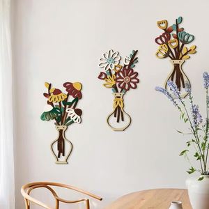 Wholesale Boho Wooden Flower <b>Vase</b> Hanging Rustic Wall Art Set Housewarming for New Homethoughtful Warm Home Decor Gift - Product Image 1