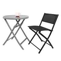 Table à café pliante d'extérieur avec pieds pliants en métal, Table et chaise pliantes rondes en verre portables pour table de patio d'événements bon marché