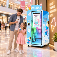 Distributeur automatique de crème glacée et de yogourt glacé avec garnitures, distribution rapide en 40 secondes, multi-saveurs, écran tactile, paiement sans argent liquide