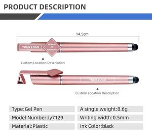 Customized Logo Plastic Ballpoint Pen Multi-Colored Ink 0.5mm Multifunction Mobile Phone Holder QR Code - Product Image 2