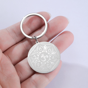 Set di Gioielli con Ciondolo Om, Collana e Portachiavi, Mandala di Loto, Simboli Sanscriti, Gioielli in Acciaio Inossidabile per Yoga e Meditazione Spirituale - Product Image 6