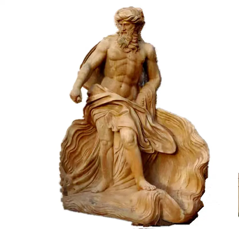 Scultura variopinta della statua di Poseidon di marmo di mitologia greca a grandezza naturale del giardino all'aperto di stile moderno