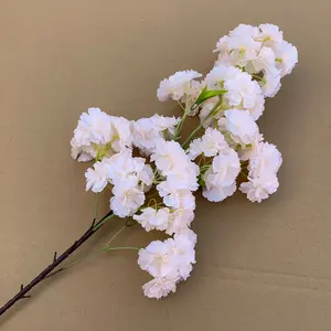 2024 लंबा फूलदान व्यवस्था के लिए नकली चेरी ब्लॉसम तना, रेशम चेरी ब्लॉसम फूल गुलाबी रसीला