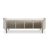 Personnalisé Moderne Minimaliste Blanc Crème Français Style Clair Luxe Solide Console TV Flottante Meuble TV en Bois