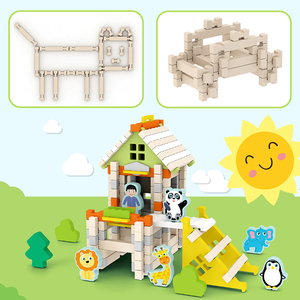 Blocs de construction en <span class=keywords><strong>bois</strong></span> à emboîtement, jouet de construction Montessori STEM, ensemble de construction DIY - Product Image 3