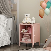 Table de chevet moderne en acier, table d'appoint, armoire de rangement, étagère, montage facile, salon, chambre à coucher, origine Chine (15,8 po x 15 po x 22,5 po)