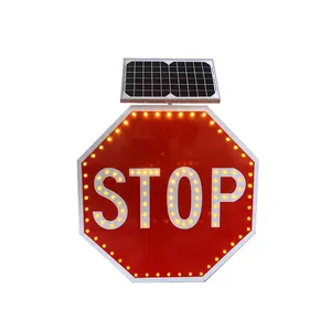 Zonne-Energie Leidde Knipperende Verkeersborden Voetgangersoversteekwaarschuwing Verkeersborden Geleid Verkeersbord