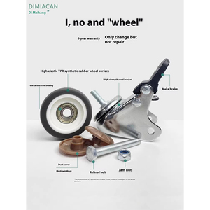 Roulettes en acier robustes à tige filetée multi-tailles (1-2 pouces) avec frein silencieux et mini-roues en caoutchouc TPR, supportant la personnalisation OEM - Product Image 6