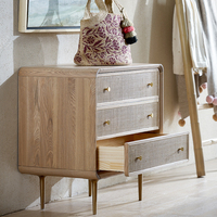 Armoire américaine vintage en bois massif Salle à manger Chambre d'hôtes Armoire décorative en rotin Tiroir de rangement Casier personnalisé
