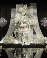 Bunga Putih, Dekorasi Bunga Campuran dengan Mawar, Lily, dan Phalaenopsis, Bunga Palsu untuk pajangan musiman, Dekorasi Hotel, Rumah, dan Pesta
