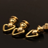 Goujons de poteau à boule en laiton Rivet avec anneau en D vis à tête ronde points d'ongle pivotants 360 têtes rotatives pointes d'artisanat en cuir bricolage