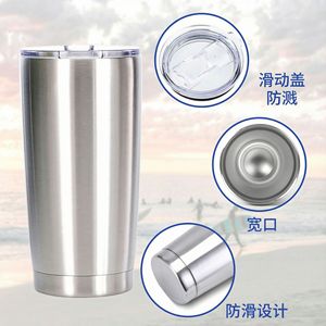 Stainless Steel Tumbler 20oz Insulated Travel Cup With Durable Lid Black Straight Cup For On The Go Use - Product Image 3
