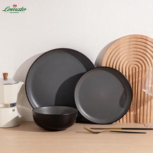 Stock ! Ensemble de vaisselle en porcelaine moderne et écologique, 4 pièces, design personnalisé, assiettes en céramique émaillée, restaurants, coffret cadeau d'entreprise - Product Image 4