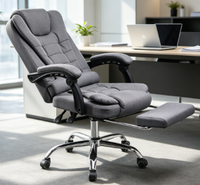 Chaise de bureau de direction en tissu à dossier haut avec repose-pieds escamotable, chaise de patron pivotante inclinable, chaise de bureau réglable pour ordinateur