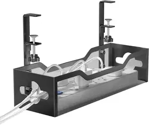 No Drill Under Desk Cable Management Box Standing Desk Cable Organizer Conceal Wire for Office Home