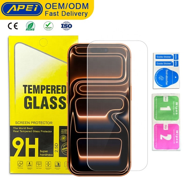 Transparent 2.5D Ultra Large Arc Mobile Phone Tempered Glass Film HD Borderless Screen Protector for Iphone 17 16 15 Pro Max Air
